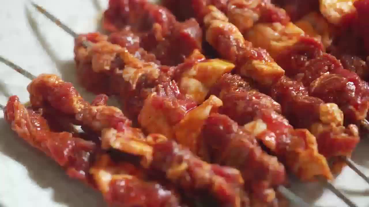 中国珲春的烤肉串