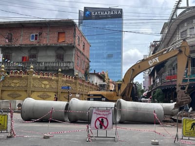 金边隆边区建设近700米新排水系统 缓解积水问题