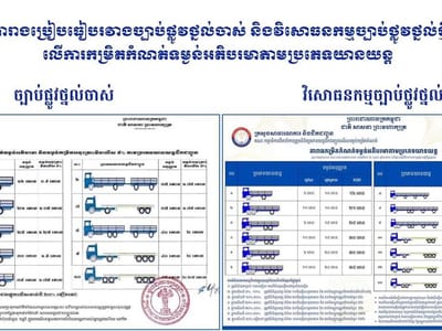 柬埔寨公共工程与运输部发布新旧版道路法车辆最大重量限制对比表