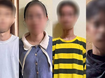 贡布省4名本地青年自立门户搞电诈被捕！