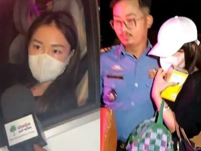 金边一车祸肇事女司机拒绝下车