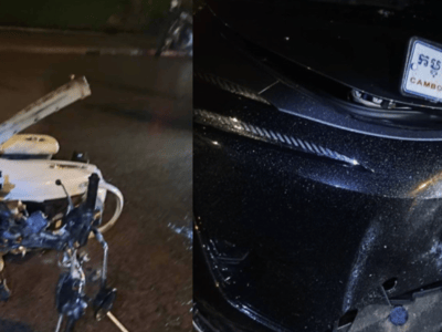 金边永旺2附近发生车祸，一男子身亡，豪车司机弃车逃离现场！