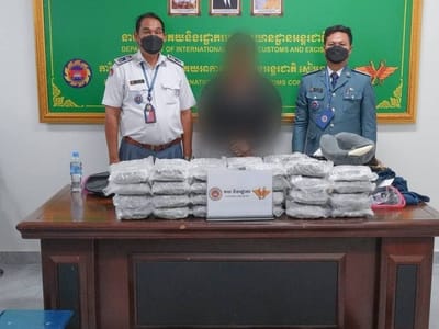 暹粒国际机场查获一名外籍旅客携带22公斤大麻