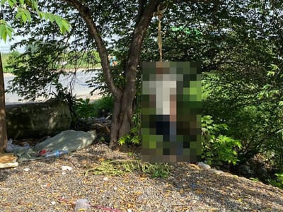 金边3号公路郊区一男子上吊自杀！