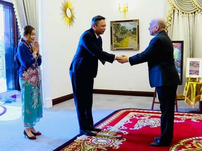 西哈莫尼国王会见新加坡驻柬埔寨大使