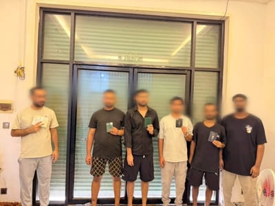 金边警方突查逮捕6名涉诈外国男子
