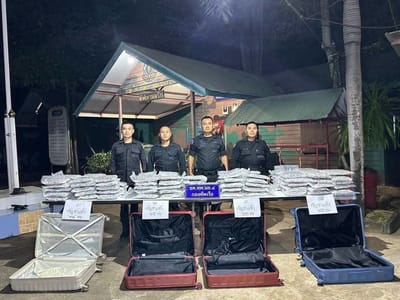 100块干大麻准备越境运入柬埔寨，在边境地区被泰国军方截获