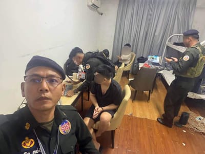 西哈努克省警方查获一处网络诈骗窝点，35名外籍人员被捕