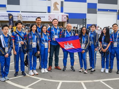 柬埔寨女子国际象棋队在2026年奥林匹克运动会夺得铜牌