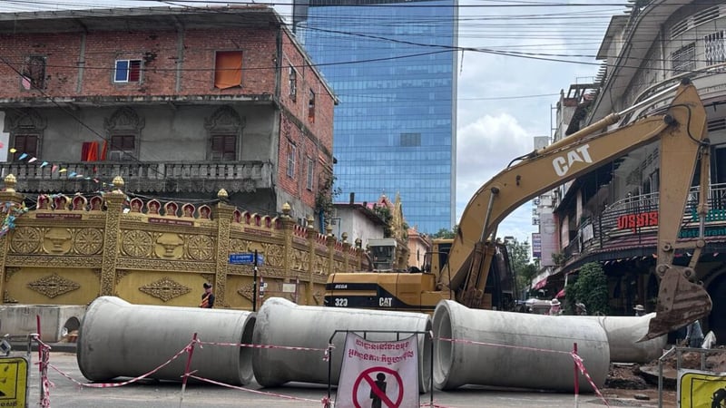 金边隆边区建设近700米新排水系统 缓解积水问题