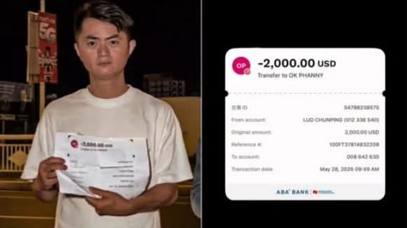 误转2千美元遭拒还，中国男子网上求助引金边警长下令彻查