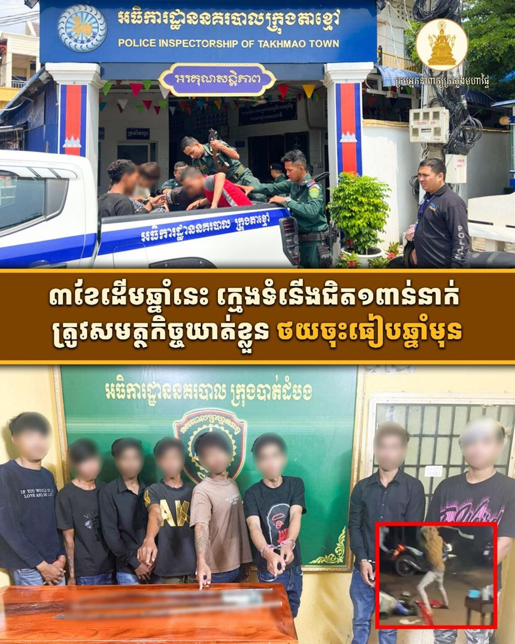 今年前三个月柬埔寨警方逮捕近千名不良少年